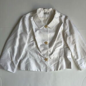 Vtg Bebe Swing Jacket Size 10 White Made In USA Mid Century Retro Twee